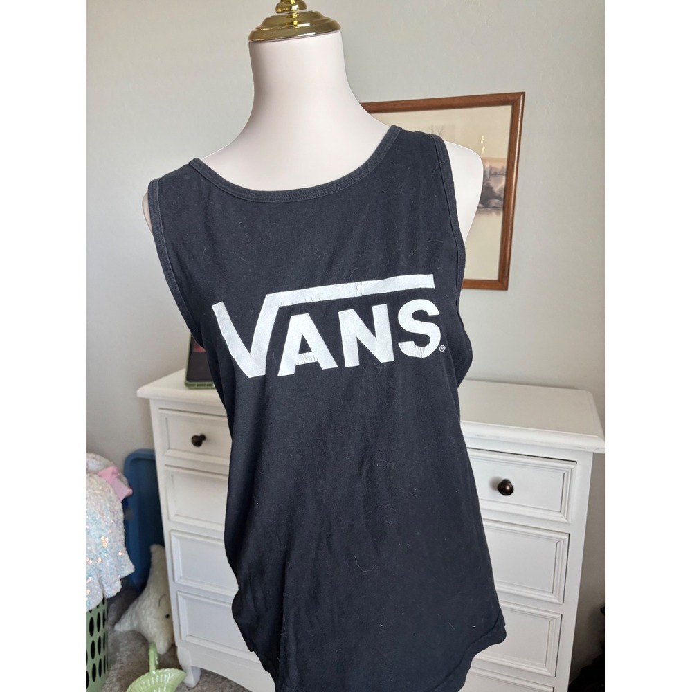 Vans Tank Top Black Classic Logo Graphic Skate Sleeveless Shirt Mens Small